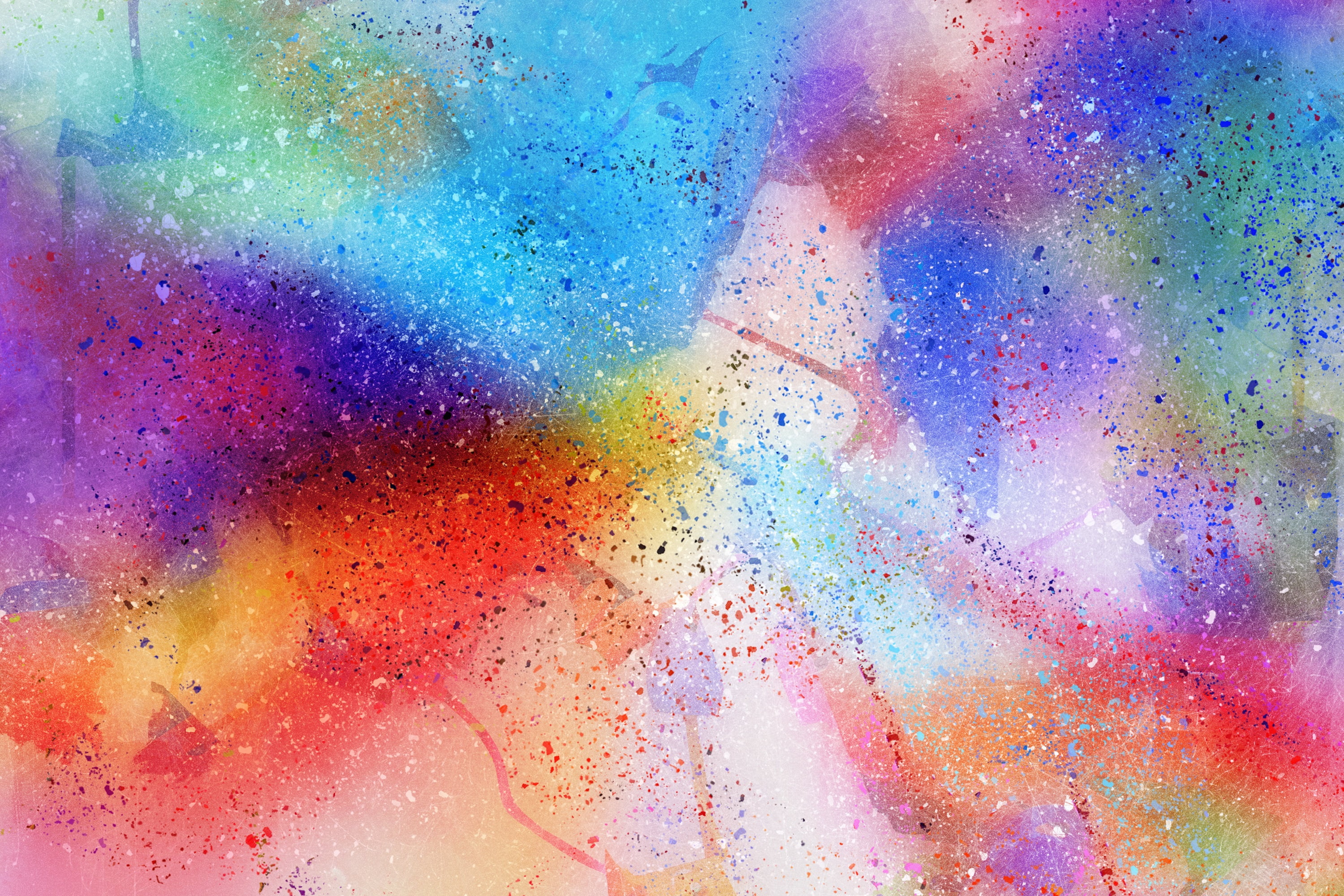 Multicolored Abstract Painting Abstraction Spots Watercolor Hd