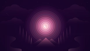 purple and pink crescent moon clip-art HD wallpaper