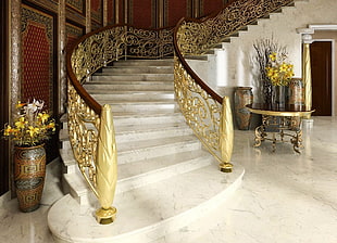 brown and white staircase