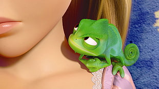 green chameleon illustration, movies, Tangled, Disney, Rapunzel