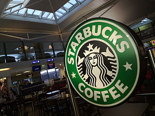turn on Starbucks Coffee lighted sign HD wallpaper