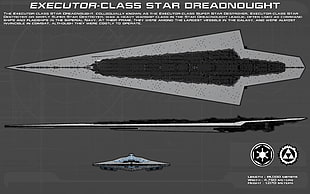 Executor-class star dreadnought with text overlay, Star Wars, Super Star Destroyer HD wallpaper