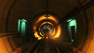 gray concrete train tunnel, Mirror's Edge, screen shot, video games, tunnel