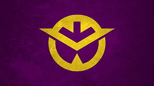 round yellow and purple logo, flag, Japan, Okayama Prefecture