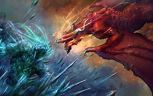 Dragon Knight and Tide Hunter Dota 2 characters HD wallpaper