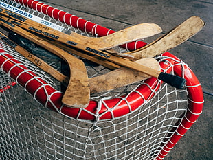 brown ice hockey stick set