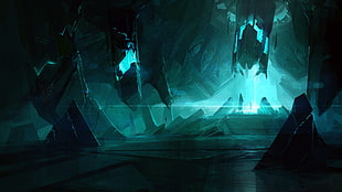 teal and black cave wallpaper, Starcraft II, StarCraft, StarCraft II : Heart Of The Swarm, video games