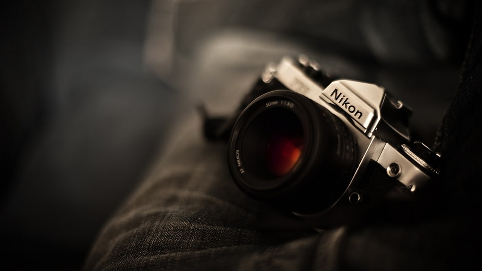 black and gray Nikon camera HD wallpaper