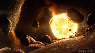 space, asteroid, digital art, render