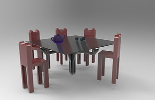 square black glass top 5-piece dining set illustration