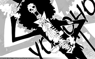 One Piece skeleton character illustration, One Piece, anime, Brook
