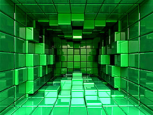 green cube walls wallpaper