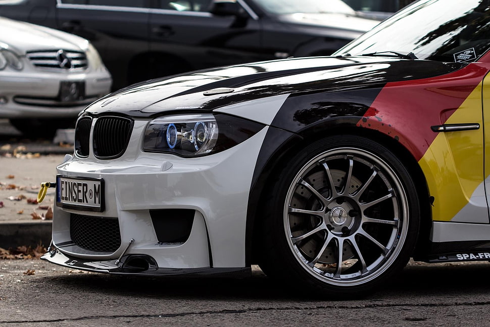 white BMW car, BMW M1 Coupe, RAZE, car HD wallpaper