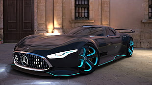black and teal Mercedes-Benz coupe, Mercedes-Benz AMG Vision Gran Turismo, Gran Turismo 6, Gran Turismo, video games HD wallpaper