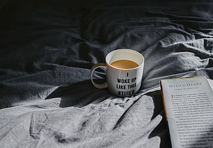 white ceramic mug, Mug, Coffee, Book