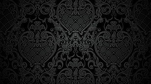 white and black floral textile, pattern, vector, dark background
