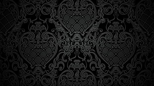 white and black floral textile, pattern, vector, dark background