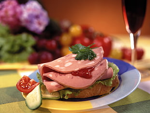 sandwich with ham and tomato HD wallpaper