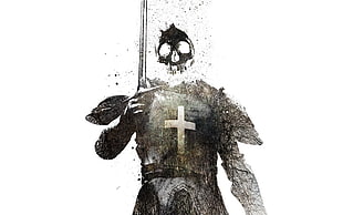 knight, skull, sword, death HD wallpaper