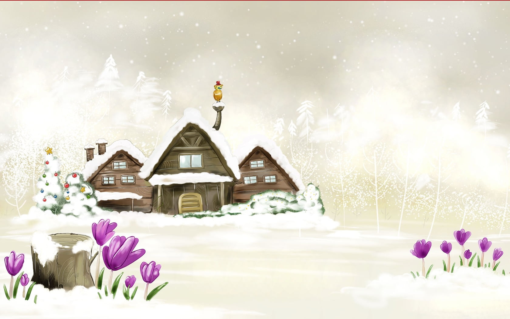 Brown 3 Storey House Covered With Snow Cartoon Wallpaper Hd Wallpaper Wallpaper Flare