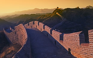 Great Wall of China, China, Great Wall of China, architecture, sunset HD wallpaper