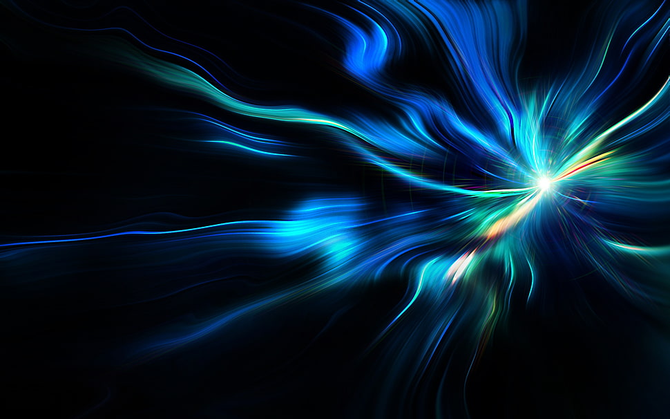 black, blue and teal galaxy theme illustration HD wallpaper