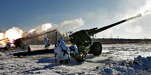 white and black snow blower, military, Russian Army, artillery, Msta-B Howitzer HD wallpaper