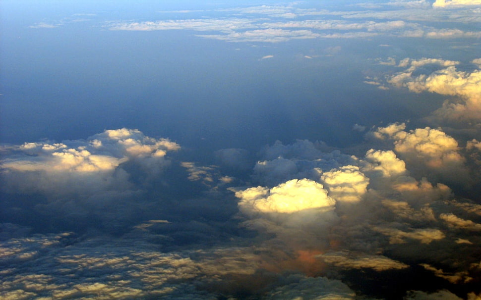 white cumulus clouds during daytime HD wallpaper