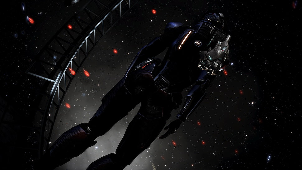 person wearing black suit digital wallpaper, fantasy art, space, video games, Mass Effect HD wallpaper