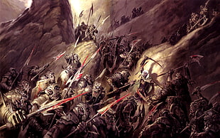 group of knight at war painting, fantasy art, war, dark fantasy, battle