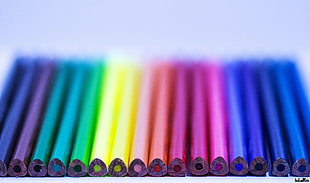 assorted-color coloring pencil lot, pens, colorful, rainbows, photographer HD wallpaper