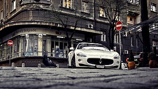 silver car, car, sports car, Maserati, city
