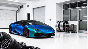 blue Lamborghini Huracan, Lamborghini Huracan, car