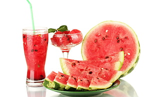 watermelon shake with fruit, cocktails, melons, drinking glass HD wallpaper