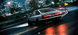 gray coupe, car, Initial D, drift, Toyota AE86