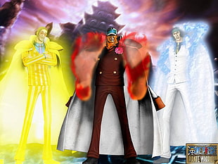 three One Piece admiral characters, One Piece, Navy Admiral, anime