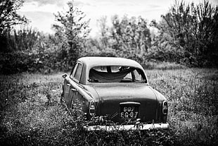grayscale photography of vintage car, monochrome, car
