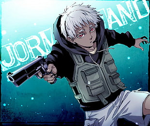 white haired man cartoon character, Jormungand, anime boys, gun, anime