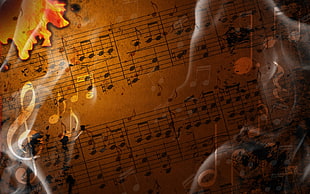 music notes printed paper HD wallpaper
