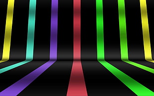 blue, red, green, black, and purple striped digital wallpaper