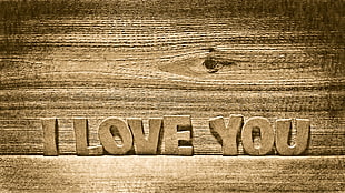 brown i love you engraved board HD wallpaper