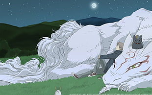 white direwolf painting, Natsume Book of Friends, Natsume Yuujinchou HD wallpaper