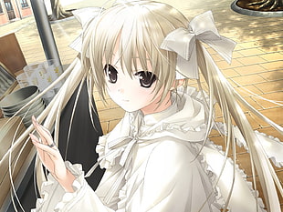 girl in white dress anime character HD wallpaper