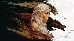 women, Daenerys Targaryen, A Song of Ice and Fire, dragon