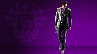 men's black suit jacket and dress pants, Saints Row, Saints Row: The Third, video games