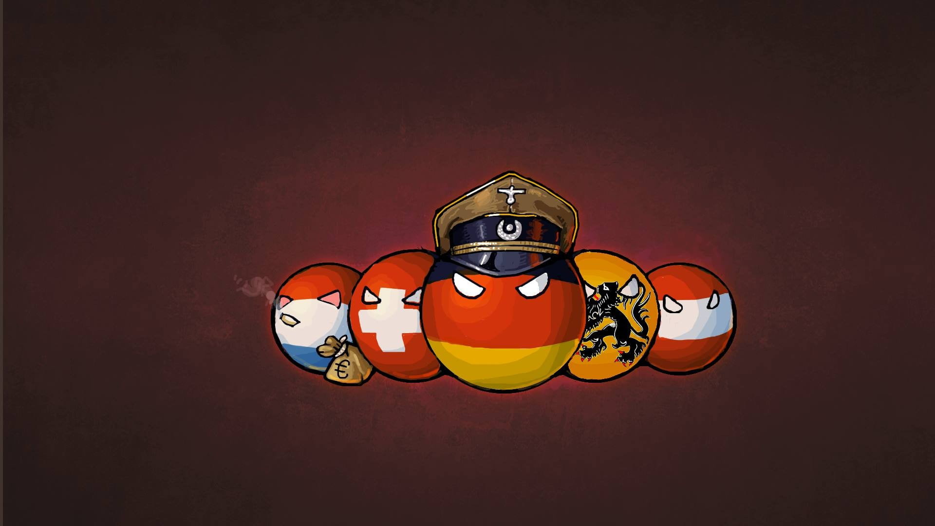 round officer emoji wallpaper, anime, countryballs, Germany, Switzerland