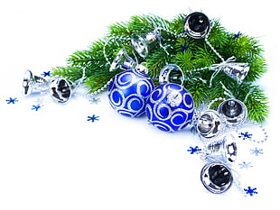 blue and grey baubles