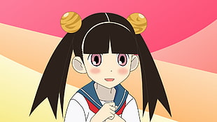 girl wearing school uniform illustration HD wallpaper