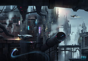 black and gray table lamp, science fiction, futuristic, futuristic city HD wallpaper