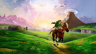 Link riding Epona poster HD wallpaper